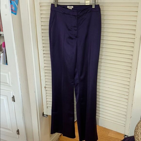 Jason Wu Polished Purple Satin Pants with Chic Split Wide Leg hem. - Picture 10 of 17
